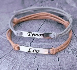 Bransoletka Mała Blaszka z WŁASNYM NAPISEM Stal Grawer Gratis