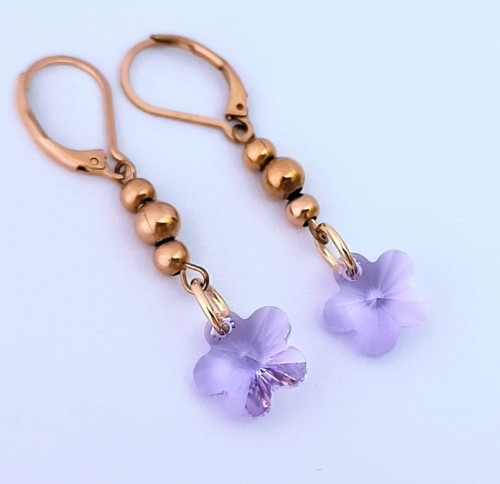Pozlacane-kolczyki-Swarovski-Flower-Violet