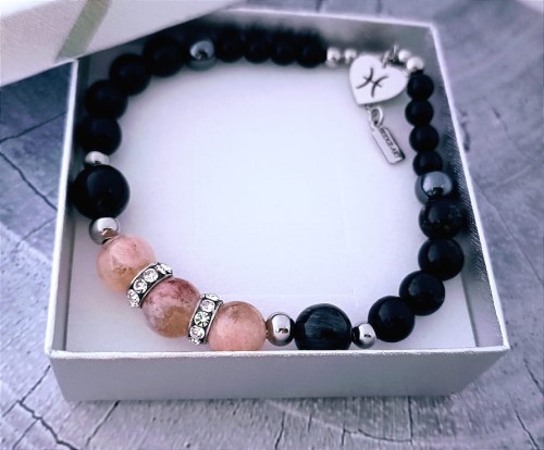 Bransoletka-czarny-turmalin-i-cytryn-z-serduszkiem-stal-tytanowa