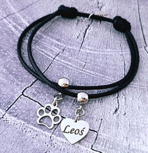 Stalowa-bransoletka-charms-lapka-i-serce-z-imieniem-kotka