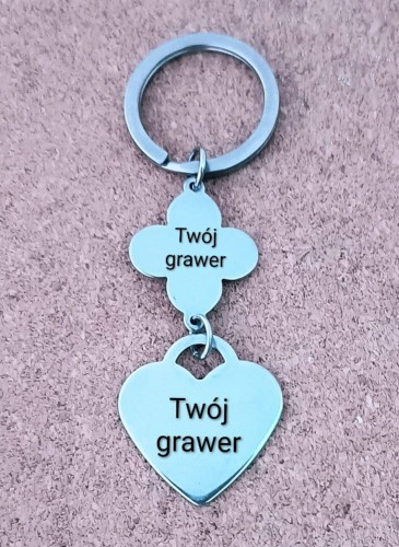 Personalizowany-Brelok-do-Kluczy-Serce-i-Koniczynka-ze-Stali