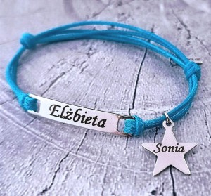 Bransoletka Blaszka z Dużą Gwiazdką Własny Grawer Stal Szlachetna 32 Kolory