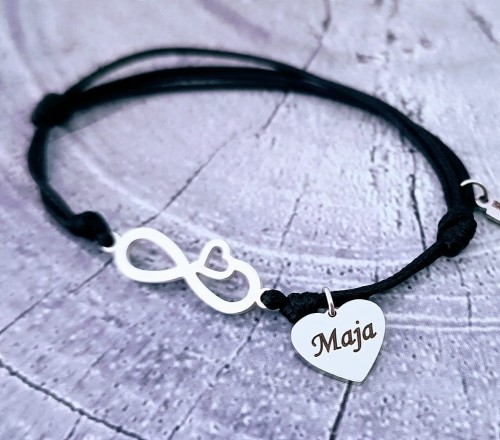 Stalowa-bransoletka-nieskonczonosc-z-serduszkiem-dowolny-grawer