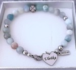 Bransoletka Stalowa z Akwamarynu z Serduszkiem i Koniczynką