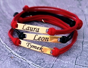 Bransoletka Mała Blaszka z Własnym Grawerem Stal Kolor Złoty