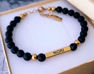 Bransoletka z Naturalnego Turmalinu i Słupek z Twoim Grawerem