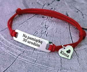 Stalowa Bransoletka Duża Blaszka i Serduszko z Twoim Grawerem | 32 Kolory