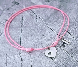 Minimalistyczna Bransoletka Wodoodporna Celebrytka Serduszko Stalowe / 20 Kolorów