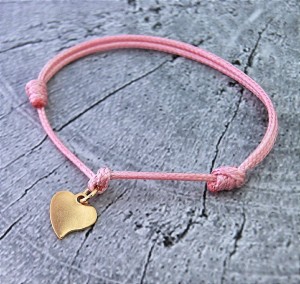 Minimalistyczna Bransoletka Serduszko na Sznurku Stal | Grawer Gratis