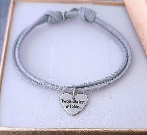 Bransoletka z Serduszkiem na Grubym Sznurku | Grawer Gratis