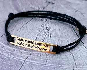 Bransoletka Złota Blaszka z Twoim Napisem Stal Tytanowa | 32 Kolory