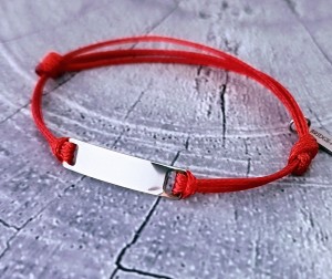 Bransoletka Minimalistyczna Blaszka na Cienkim Sznurku | Stal | Grawer Gratis