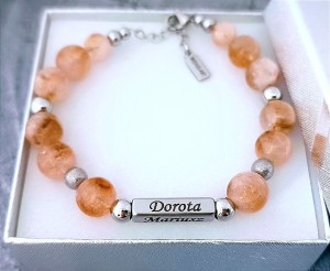 Bransoletka z Naturalnego Cytrynu z Personalizowanym Słupkiem | Grawer Gratis 