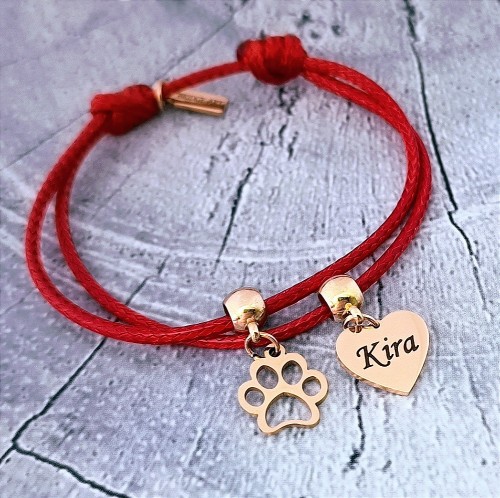 Bransoletka-charms-zlota-lapka-i-serce-z-Twoim-grawerem