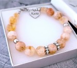 Bransoletka z Naturalnego Cytrynu z Serduszkiem | Grawer Gratis