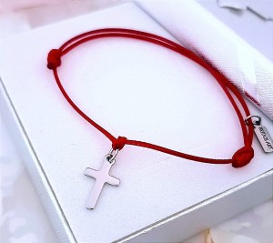 Minimalistyczna Bransoletka Wodoodporna Celebrytka Krzyżyk Stal / 20 Kolorów