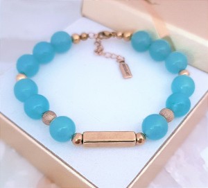 Bransoletka z Błękitnego Kwarcu z Personalizowanym Słupkiem | Grawer Gratis