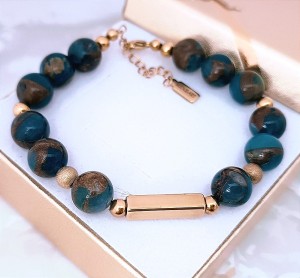 Bransoletka z Chalcedonu z Personalizowanym Słupkiem | Grawer Gratis 