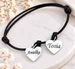 Bransoletka Charms Dwa Serduszka Stal Szlachetna Grawer Gratis 26 Kolorów