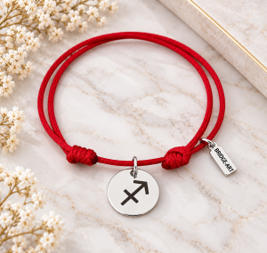 Bransoletka Zawieszka Stalowa na Sznurku ze Znakiem Zodiaku