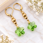 Kryształowe Kolczyki Swarovski Elements Flower Peridot