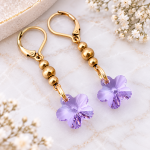 Kryształowe Kolczyki Swarovski Elements Flower Violet