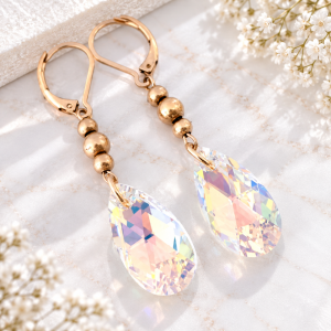 Kryształowe Kolczyki Swarovski Elements Migdał Crystal AB