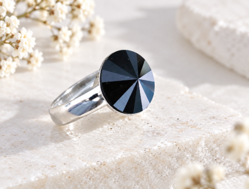 Pierscionek-srebrny-Rivoli-Swarovski-Rlements-Jet-Srebro-925
