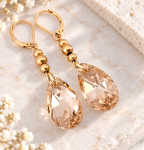 Kryształowe Kolczyki Swarovski Elements Migdał Golden Shadow