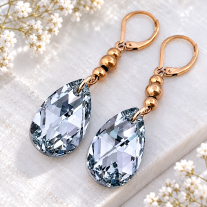 Kryształowe Kolczyki Swarovski Elements Migdał Comet Argent
