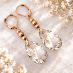 Kryształowe Kolczyki Swarovski Elements Migdał Silver Shade