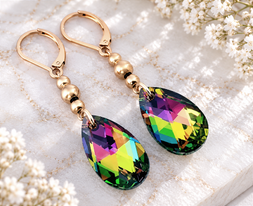 Pozlacane-kolczyki-Swarovski-Elements-Migdal-Vitrail-Medium-stal