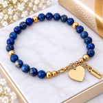 Bransoletka z Naturalnego Lapis Lazuli z Serduszkiem | Grawer Gratis