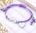 Stalowa Bransoletka Shamballa Infinity i Serduszko z Dowolnym Grawerem