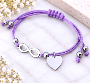 Stalowa Bransoletka Shamballa Infinity i Serduszko z Dowolnym Grawerem