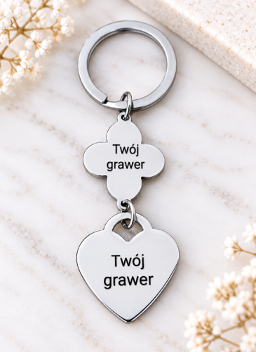 Personalizowany-Brelok-do-Kluczy-Serce-i-Koniczynka-ze-Stali