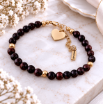 Bransoletka z Naturalnego Granatu z Serduszkiem | Grawer Gratis