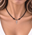 Minimalistyczny Naszyjnik Wodoodporny Choker z Krzyżykiem Stal Szlachetna