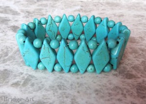 Bransoletka z Kamieni Howlit Turkusowy Romby