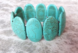 Bransoletka z Kamieni Howlit Turkusowy Owale